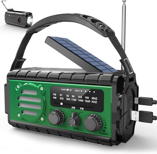 MILFECH 20000mAh Solar Radio, AM/FM Kurbelradio Tragbar Dynamo Wetter Notfallradio, LED Taschenlampe & Leseleuchte, Type-C Aufladen, SOS Alarm, IPX6 für Camping Outdoor