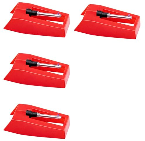 4 Stück Plattenspieler Nadel,Universelle Nadel für Plattenspieler Plattenspielernadeln Tonabnehmer Stift Ersatzzubehör für Schallplattenspieler (Rot)