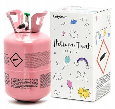 Heliumgasflasche für Ballons - Helium Balloon Gas zum Aufblasen von Latex- und Folienballons - Ballongas Helium für bis zu 30 Luftballons (Rosa, 0,20 m³)