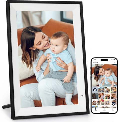 WiFi Digitaler Bilderrahmen 10,1 Zoll,1280x800 IPS HD Touchscreen Elektronischer Fotorahmen,32GB Foto Rahmen,Automatische Drehung,Teilen Sie Fotos Sofort von überall Aus