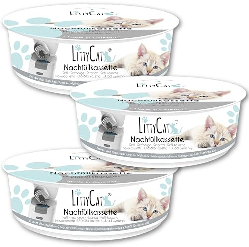 LittyCat® Nachfüllkassetten für LittyCat Katzenstreu Eimer (3er Pack) • Bis zu 3 Monate pro Kassette • Saubere & geruchlose Katzenstreu Entsorgung • Schlauchsystem Katzenkot entsorgen