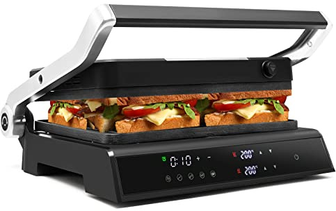 RELAX4LIFE Kontaktgrill 1800W, Elektrogrill Sandwichmaker Paninimaker, Sandwichtoaster 3 in 1, Grilltoaster 90℃-230℃, Indoor Grill mit Antihaftbeschichteten & Abnehmbaren Platten