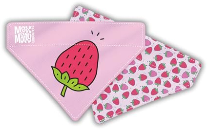 Max & Molly Wendehalstuch aus Stoff für Hunde und Katzen, um Bandana sicher an Ort und Stelle zu halten (rosa Erdbeeren, Mittelgroß)