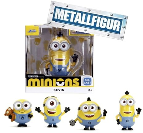 Jada Toys Minion Figur (1 Stück) - 1 von 4 Minions Sammelfiguren (Stuart, Kevin, Otto, Bob) aus Metall für Fans und Kinder ab 8 Jahre, Welle 1, Auswahl per Zufallslos, je ca. 6,5 cm