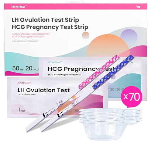 Femometer 50 ovulationstest + 20 Schwangerschaftstest 25 miu/ml optimaler Sensitivität