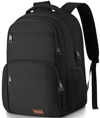BIKROD Rucksack Herren Damen, Schulrucksack Jungen Teenager, Wasserdicht Arbeit 15.6 Zoll Laptop, Reisen Wandern Backpack mit Anti Diebstahl Tasche, Schwarz Daypack, 20-35 L