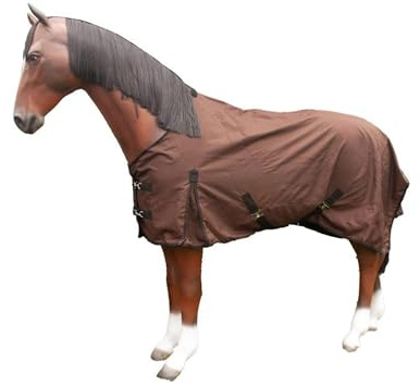 Brama-West Regendecke Pferd Rain - Weidedecke mit Fleece Futter - 600DEN - Wasserdicht - Braun (145)