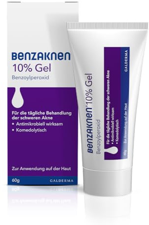 BENZAKNEN 10% Gel, 60g, Mittel gegen Pickel und Mitesser bei schwerer Akne, Befreit Poren und reduziert Talg & Entzündungen, Mit BPO (Benzoylperoxid), Dermatologisch getestet