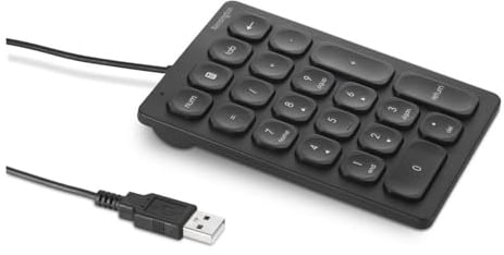 Kensington Ziffernblock mit Kabel, 21-Tasten-Nummernblock mit 4 Schnelltasten, Leise Scherentasten, Kompakte Numerische USB-A Tastatur, Für Windows, macOS & Chrome OS, Zusatztastatur, K79820WW