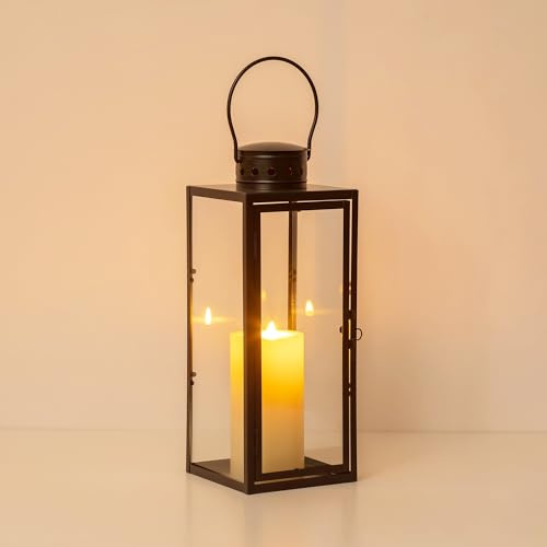 Staymoment Deko Laternen für Draußen Wetterfest: 35 cm Windlicht Laterne Outdoor als Balkon Garten Deko Grablaterne Friedhof Kerzenhalter Modern Tischdeko
