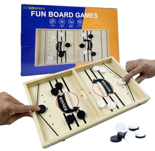 EACHHAHA Sling Puck Spiel,Hockey brettspiel,Tischhockey,Doppelkampf Schnell Bouncing Brettspiel,Portable Schachbrett Set-Passendes Geschenk