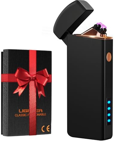 Coquimbo Geschenke für Männer Ihn Papa Feuerzeug Elektrisch, Lichtbogen Feuerzeug Sturmfeuerzeug USB Aufladbar Winddicht mit Batterieanzeige, Geburtstagsgeschenk für Männer Opa Frauen