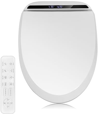 Kwanner Intelligenter Smart Toilettensitz, Länglich, Elektronisches Bidet, WC Dusche, Beheizter Sitz Japanische Toilette, Mit Seitlichem Bedienelement, Selbstleerender Wassertank-Technologie (Modern)