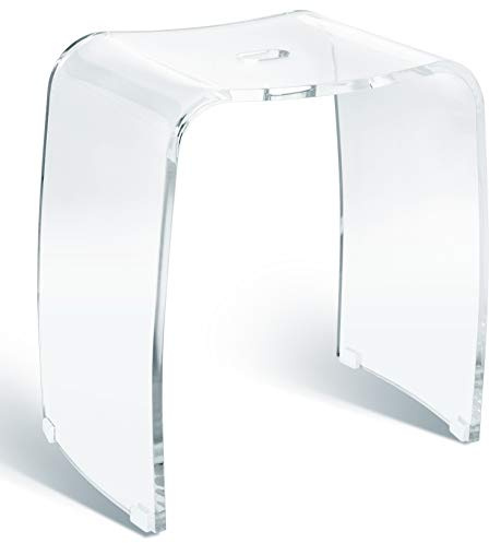 Libaro Badhocker Meran – Transparenter Acryl Duschhocker mit Griff, ergonomischer Sitzfläche, rutschsicheren Gummifüßen & zeitlosem Design (bis 180 kg belastbar)