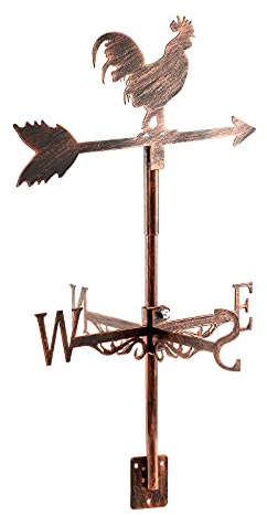 Dyna-Living Wetterhahn Windfahne Weather Cock Wetterfahnen | Metall Cockerel Weathervane Retro Wind Vane Mini Hahn Wetterfahne fur Wind Direction Indicator und Roof Decoration