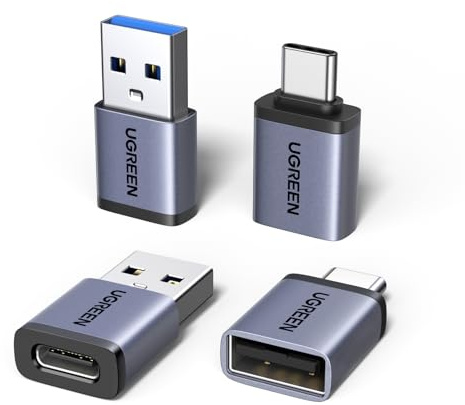 UGREEN USB C Adapter 10Gbps 4 Stück, USB auf Typ C 3.2 Adapter (2 Pack) & Typ C auf A Stecker (2 Pack), USB Adapter Kompatibel mit iPhone 17 Galaxy Laptop MacBook Pro Neo Air iPad PC Hub usw.