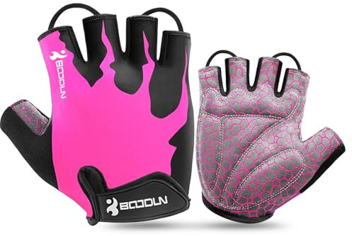 KONVINIT Fahrradhandschuhe für Damen Halbfinger MTB Handschuhe,Radhandschuhe für Frauen,Atmungsaktive rutschfeste Stoßdämpfung,pink M