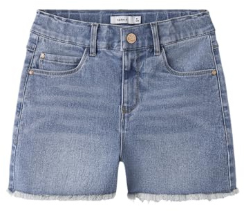 NAME IT Mädchen Nkfrose Hw Mom Dnm 8222-ya Noos Shorts, Medium Blue Denim, 146 EU