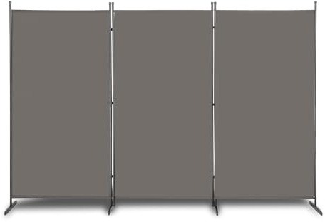Bonnlo Raumteiler Paravent innen, 3-Teilig 180X261 cm Balkon Sichtschutz Stellwand, Paravent Outdoor wetterfest, Raumteiler Trennwand (Grau)