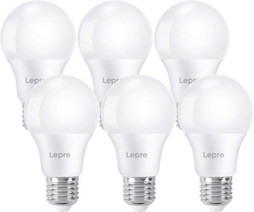 Lepro 8.5W E27 LED Kaltweiss, 806 Lumen Glühbirne E27 ersetzt 60W, 6500K Kaltweiß A60 glühbirnen, 180°Abstrahlwinkel Led Birne, Nicht Dimmbar, 6 Stück