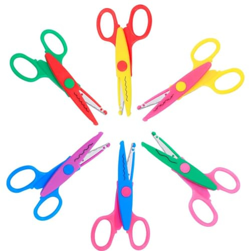 UCEC 6 Stück Bastelschere Set – Zickzackschere & Wellenschere – Zick Zack Schere für DIY Papierschneiden, Handwerk, Scrapbooking, Bastelprojekte