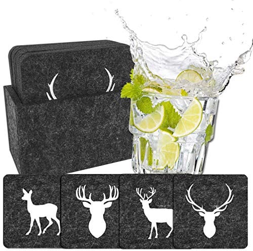 camolo Premium Filz Untersetzer WILD, Glasuntersetzer Set, Glasuntersetzer, 9-teilig Anthrazit/Weiß