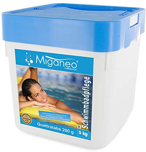Miganeo Quattrotabs/Chlortabletten 200g - Multi-All-in-One 5 kg - Langsamlöslich | Effektiv | Neutralisierend & Stabilisierend