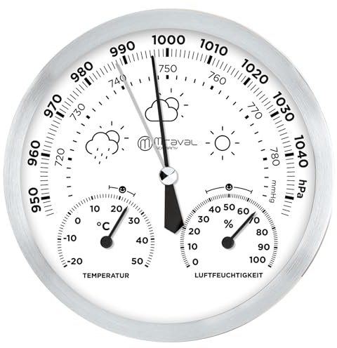 Design Analoge Wetterstation Hygrometer, Barometer, Thermometer 130 mm