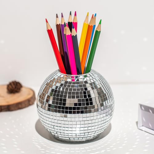 RGBDOT Silber Disco Ball Pen & Make-up Pinsel Organizer - 10,2 cm Schreibtischzubehör