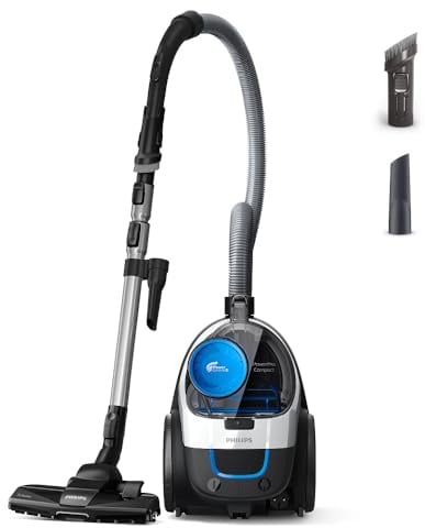 Philips PowerPro Compact Staubsauger – Leicht, Beutellos, 900 W Saugleistung, TriActive Düse für Hartböden und Teppich, Allergie H13 HEPA-Filter, PowerCyclone 5 Technologie (FC9332/09)