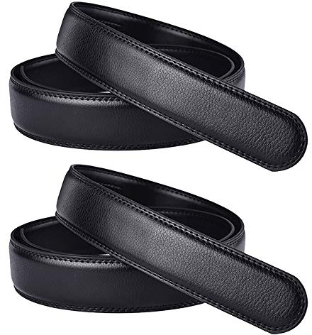 SteelFever 2 Stück Herren Ersatz Weich Leder Automatik Gürtel Gürtelriemen Belts ohne Schnalle (120cm)