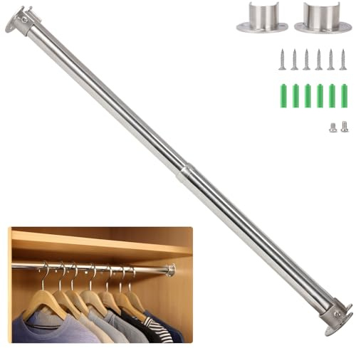 Wardlock 50-80 cm ausziehbare Kleiderstange aus Edelstahl, verstellbare Kleiderstange mit U-förmigen Endbuchsen