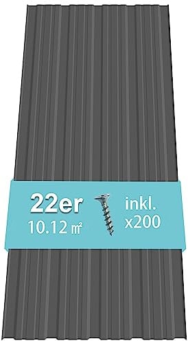 Thanaddo 22er Set Profilblech Trapezblech mit Schraube Blech Metall Dachblech Dach Platten Stahlblechdachplatten 10.12m², Legierter Stahl
