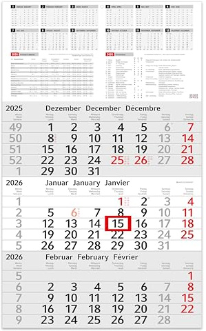 3 Monatskalender 2026 Wandkalender mit Schieber - "INFO" Kalender 2026 Wandkalender 30 x 50 cm groß - Bürokalender | mit Schulferien, Feiertagen & Jahresübersicht (INFO 3- MONATS (1 Stück))