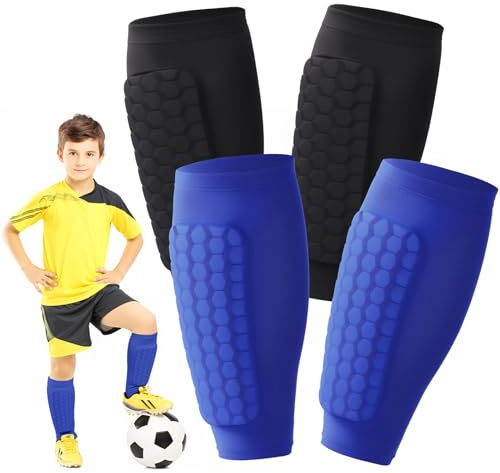 2 Paare Schienbeinschoner Kinder Fussball,Schienbeinschoner Kinder,Schienbeinschoners Socken für Fußball,Basketball,Radfahren,Klettern,XS