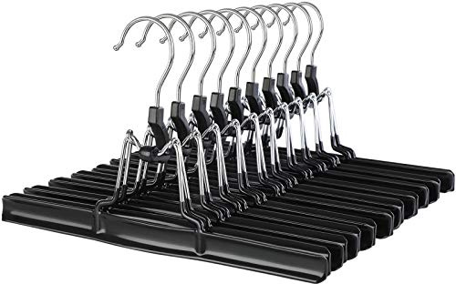 SONGMICS Hosenbügel 10 Stück aus Metall - Hosenspanner Rockbügel Kleiderbügel Klemmbügel Rockspanner um 360°drehbarer Haken für Röcke, Hosen Schwarz CRI07B-10