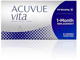 ACUVUE Vita Monatskontaktlinsen mit komfortablem Tragegefühl – Den ganzen Monat lang – -1,25 dpt & BC 8.4 – Mit UV Schutz & durchgängig hohem Feuchtigkeitsgehalt – 6 Linsen