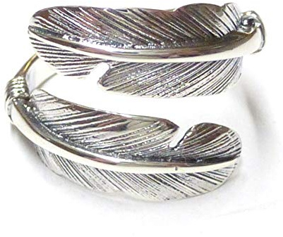 Silberschmuck - BG Offener Bandring Motiv Feder, Sterlingsilber, Ringgröße 58-18,5 größenverstellbar, Ringe Unisex