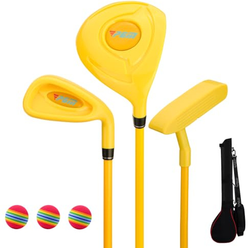 PGM Kinder Golfschläger-Set, kann echte Bälle schlagen, 3 Stück Schläger inklusive Holz, Eisen und Putter, ideal für Anfänger Jungen und Mädchen, Lehrtrainingsset