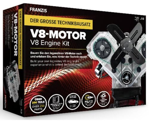 Franzis 67114 große Technikbausatz V8-Motor: Baue den legendären V8-Motor nach und erlebe was hinter der Technik steckt!