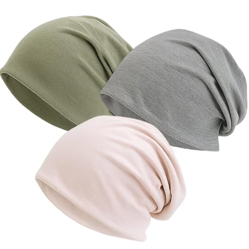 3 Stück Chemo Kopfbedeckung Damen Dünne Mütze Damen Atmungsaktive Beanie | Dünne Baumwollmützen, Leichte Sommermütze für Krebspatienten & Yoga, Für Chemotherapie Haarausfall Yoga Täglicher Gebrauch