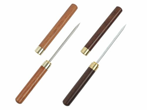 Kellegour 2 pcs Eispickel aus Edelstahl,23cm Länge Eispickelwerkzeug mit Holzgriff,Werkzeug Brechen von Eis mit Sicherheit Holzgriff,EIS Nadel Auswahl mit Holzgriff für Küche Bars Barkeeper Pic