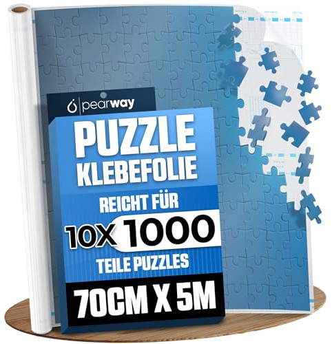 Extra starke Puzzle Klebefolie - in Sekunden zuschneiden, aufkleben & aufhängen - 5m lange Rolle Folie selbstklebend & transparent - Puzzle Kleber - Puzzlekleber für 1000 Teile - Holzpuzzle Kleber
