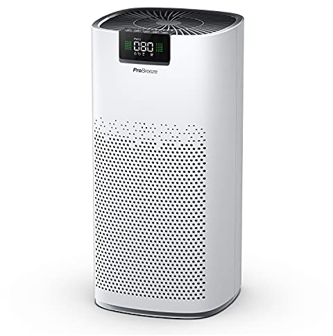 Pro Breeze Luftreiniger Hepa 13 Filter mit UV-C Lampe, Luft Ionisierer & Aktivkohlefilter, CADR 460m3 - Air Purifier mit Luftqualitätsmesser für große Räume bis 140m² - bis zu 99.95% Filterleistung