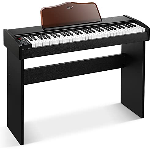 Eastar EK-10S Digitalpiano Keyboard 61 Tasten, vollwertiges aufrecht stehendes E-Piano aus Holz, Geschenk für Anfänger, mit Sustain-Pedal und Notenständer, unterstützt MIDI/Audio/Mikrofon/Kopfhörer