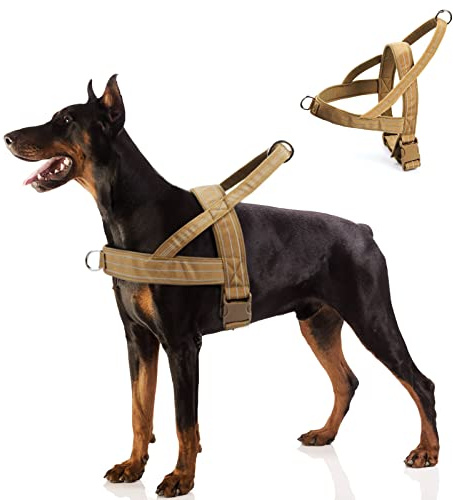Sweetone Hundegeschirr, Anti-Zug Geschirr Reflektierende für Mittlere Große Hunde, Hund mit Weich Gepolstert Brustgeschirr Walken, Running (M), CWBD, Khaki