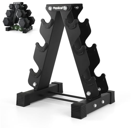 PhysKcal 3-Tier Klein Hantelständer, Hantelablage für Kurzhanteln, Neopren-Hantelhalterung, vertikaler Handgewichtsständer für das Heim-Fitnessstudio