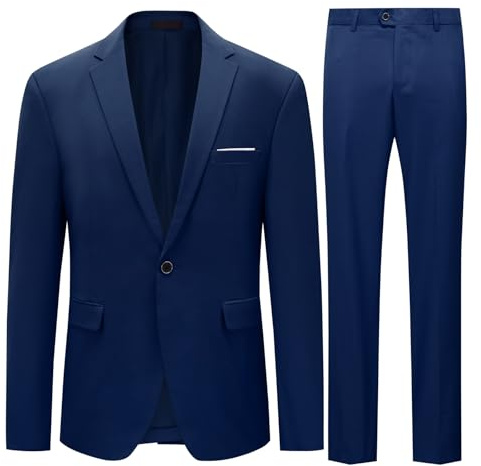 Allthemen Anzug Herren Anzüge Slim Fit 2 Teilig Business Herrenanzug Sakko Hose Marineblau M