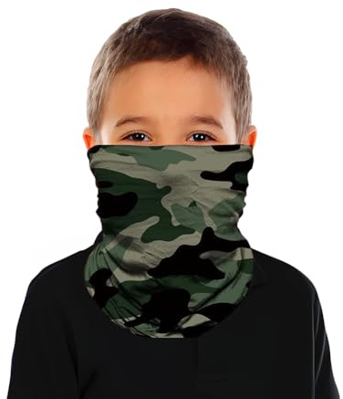 Multifunktions Schlauchschal für Kinder (6-14 Jahre) - Grüne Camouflage