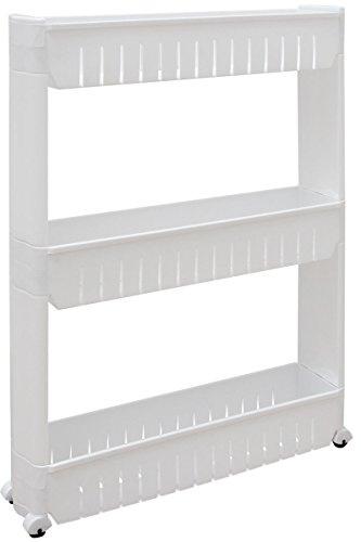 EYEPOWER 3er Nischenregal 12,5 cm Schiebewagen Nischenwagen Kitchen Trolley Weiß